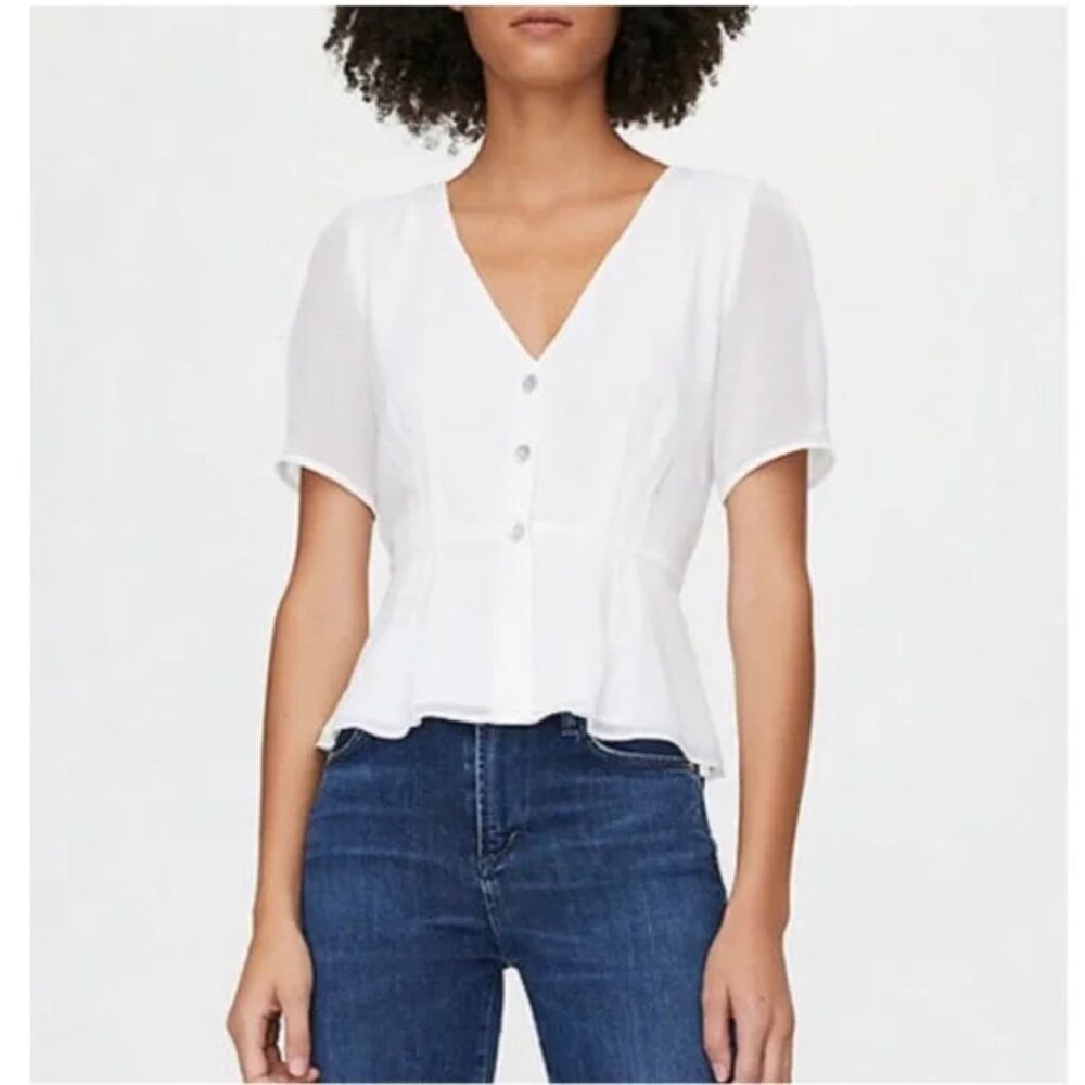 NEW Aritzia Wilfred Cream V-Neck Blouse